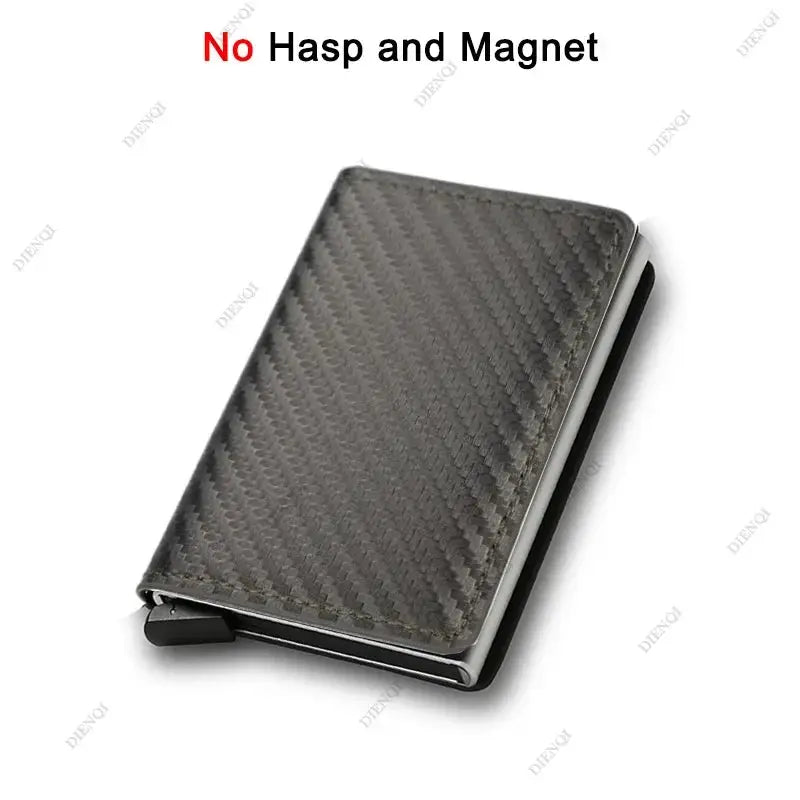 Carbon fiber RFID card holder wallet by Simples Market; minimalist pop-up design