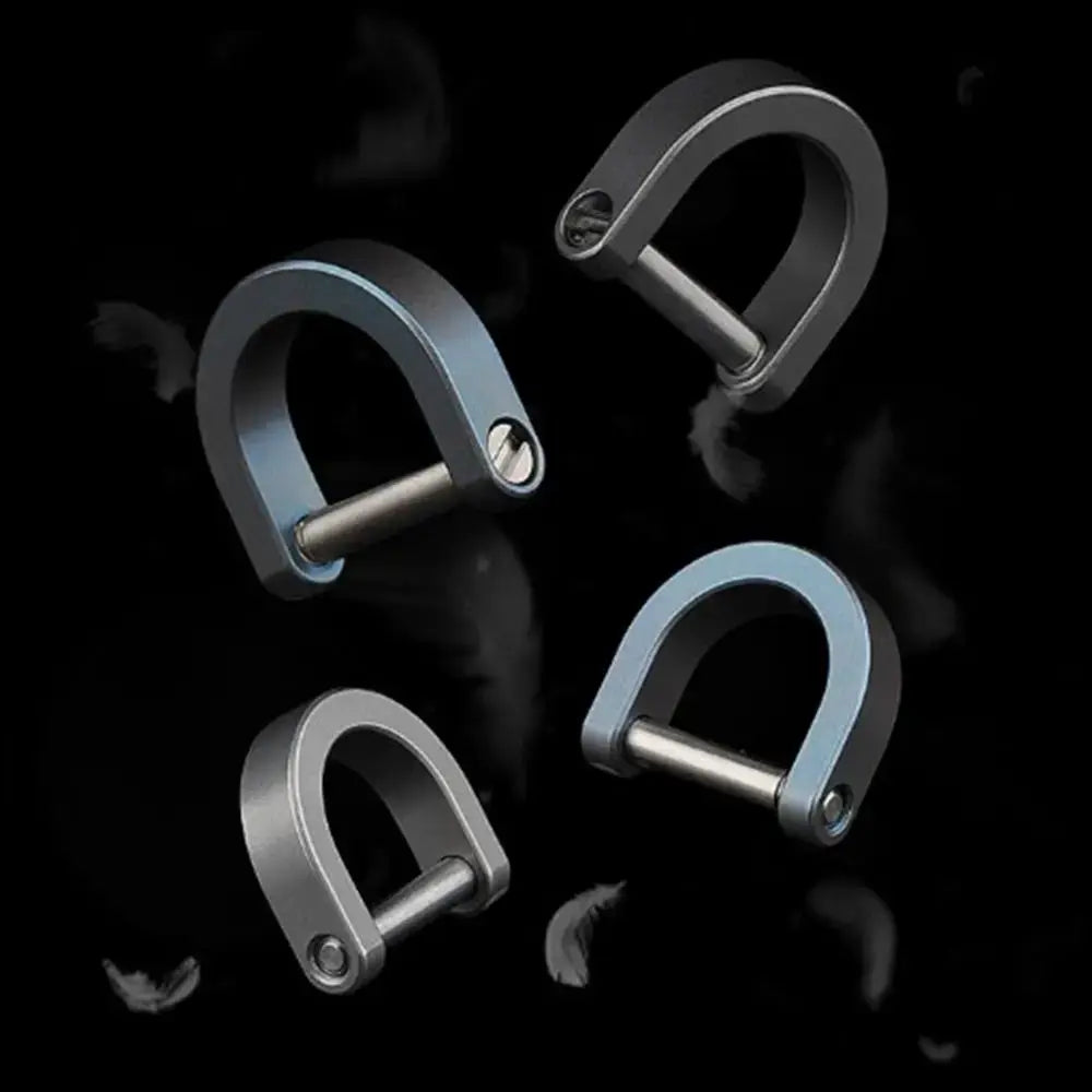 Simples Market titanium alloy outdoor bracelet buckles set of 4 D-bow carabiner shackle key rings in blue-gray