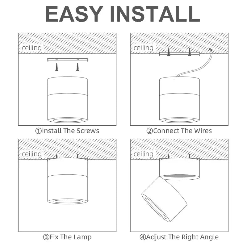 Simples Market spot LED downlight ceiling lamp with easy-install surface-mount diagram