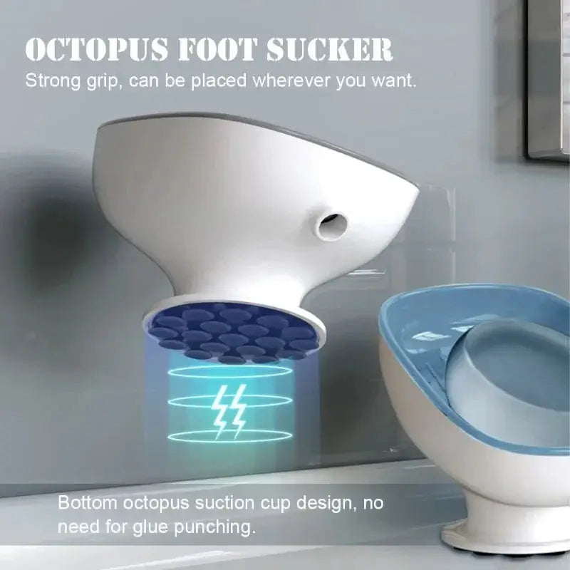 ZenCasa Bathroom Self Draining Soap Dish Holder With Super Suction For Secure Mounting On Smooth Surfaces