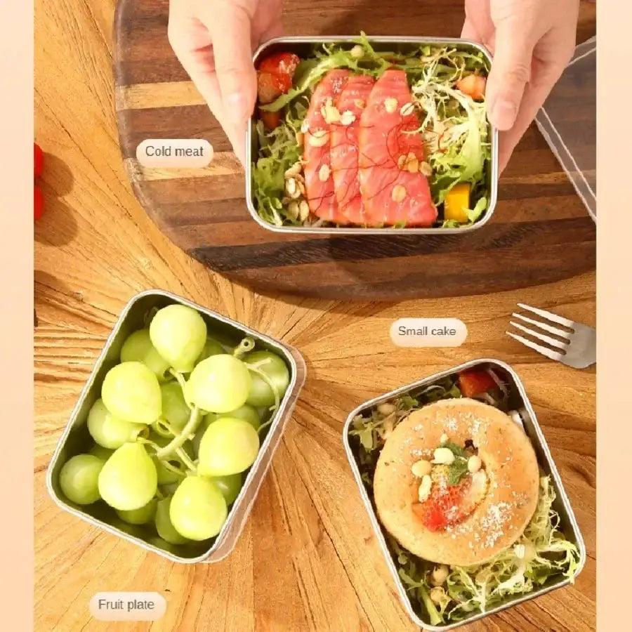 Stainless Steel Fresh Keeping Box With Sealed Lid Thickened Compact Lunch Box For Camping And Food Storage