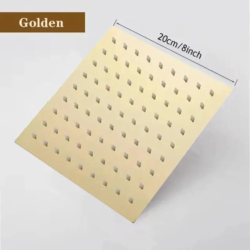 Shower head, golden square stainless steel waterfall with high-pressure large flow