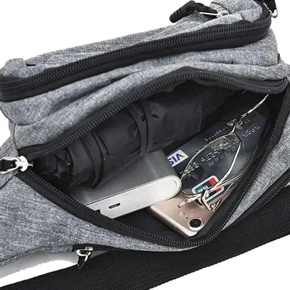 Simples Market 2024 mobile waist bag in gray, large-capacity belt pouch with anti-splash wear-resistant fabric.