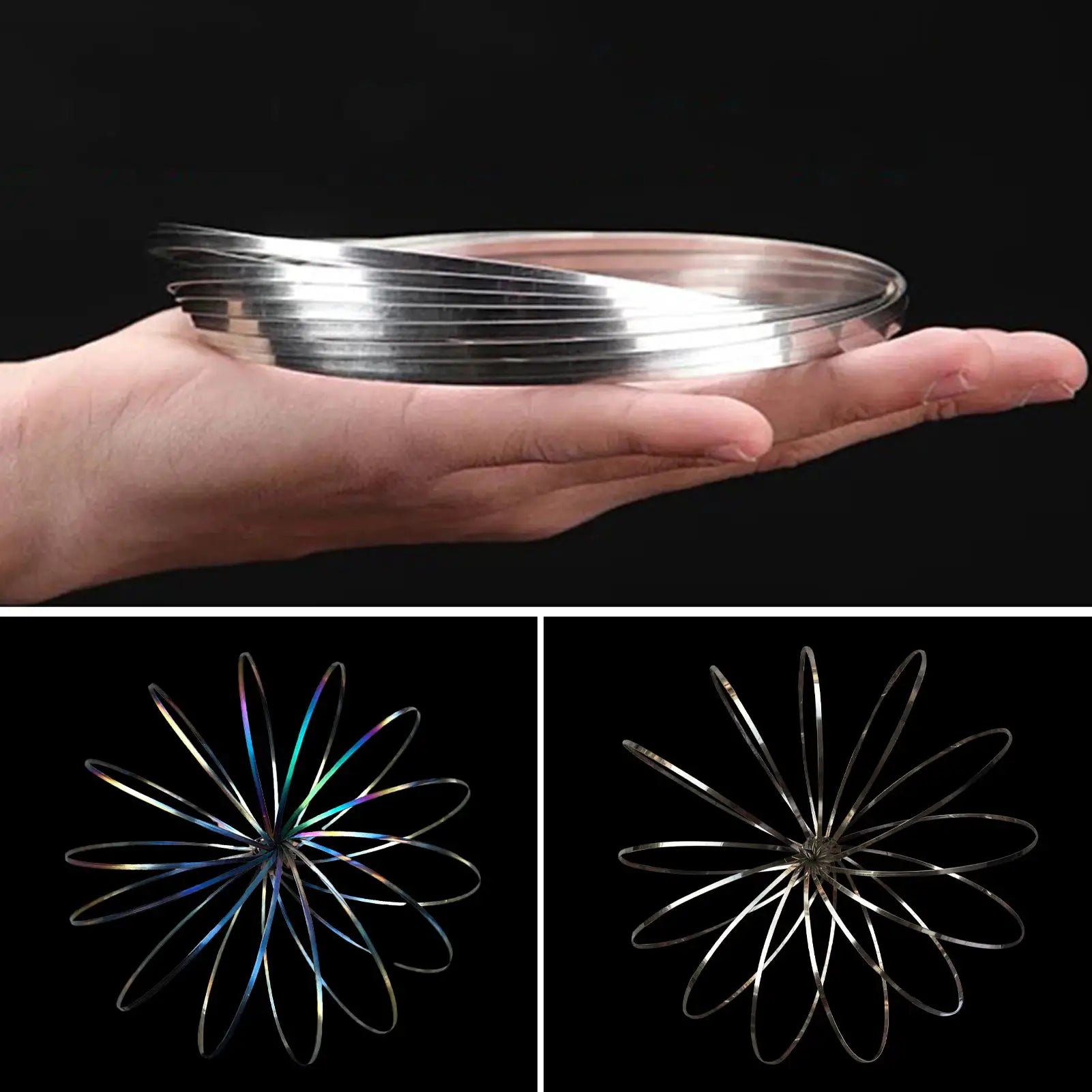 Decompression Magic Bracelet Flow Ring Anti Stress Kinetic Spring Stainless Steel 3D Shaped Sensory Color Rings