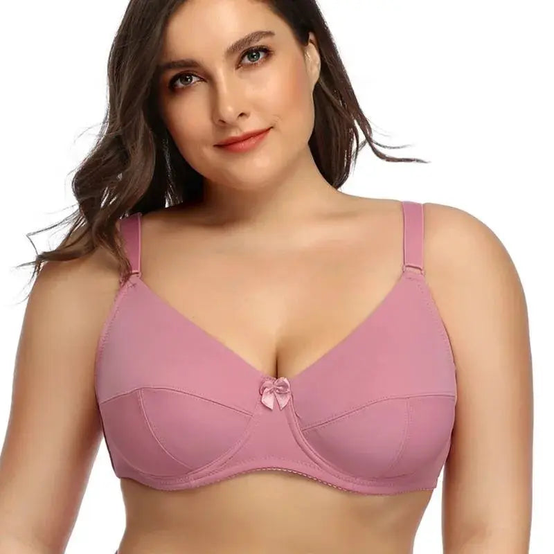 BEAUWEAR Plus Size Underwire Bra, pink, unpadded unlined lingerie