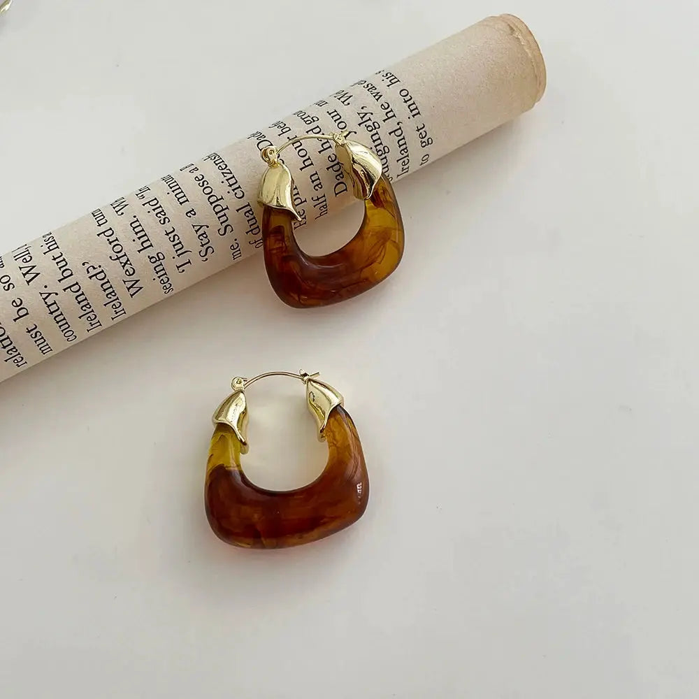Vintage Dripping Oil U Shaped Hoop Earrings For Women Simple Temperament All Matching Jewelry 2024