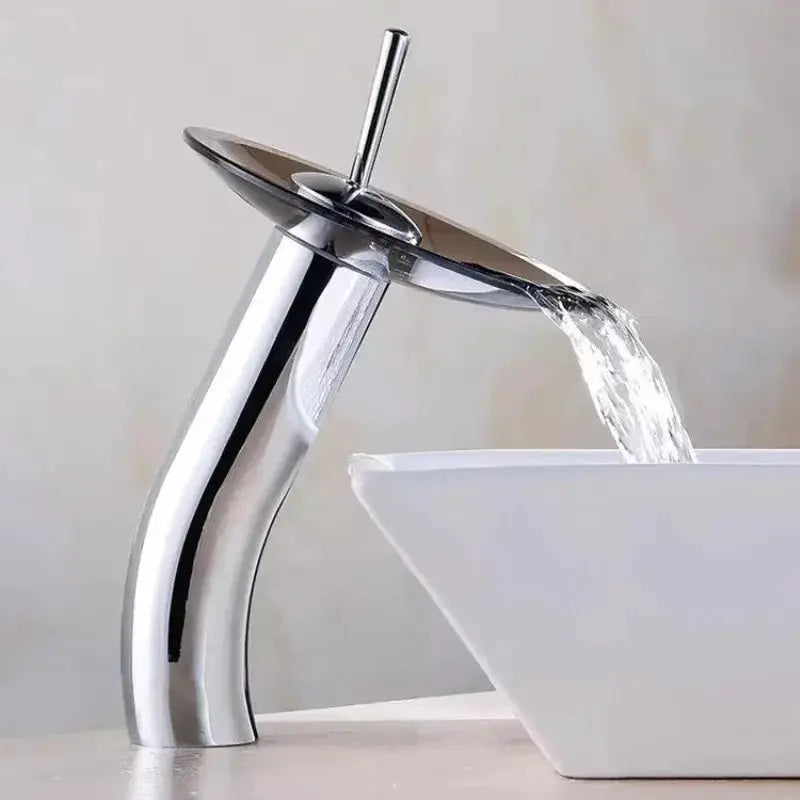 Bathroom faucet Simples Market chrome waterfall deck-mounted single-lever mixer