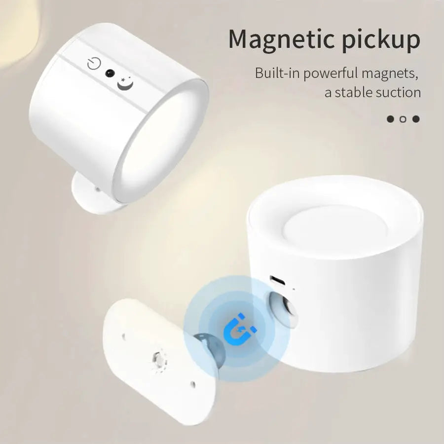 White LED wall sconce with double heads, 360° rotatable, touch control, 3-color options, wireless night light