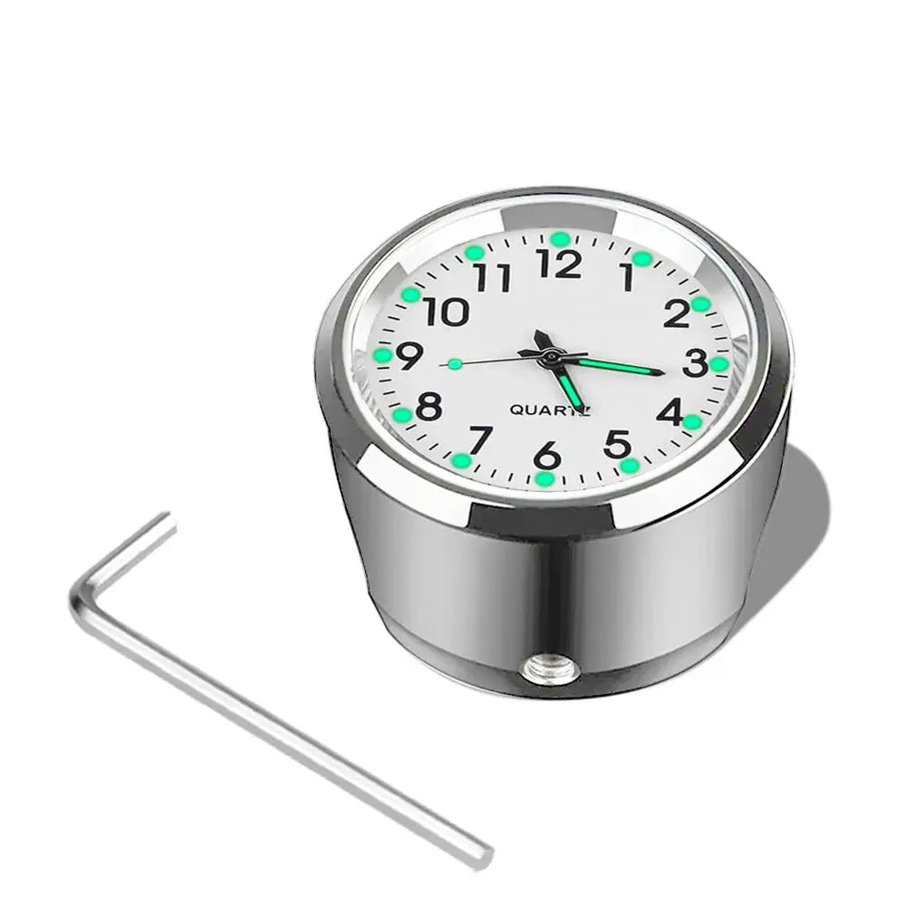 TrailForge Aluminum Quartz Handlebar Mount Watch Luminous Waterproof Time Display For Motorcycles Scooters Bicycles