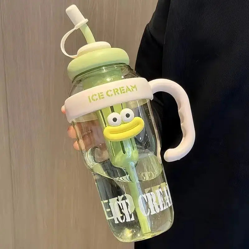 1100ML Sports Water Bottle For Women Cute Aesthetic Large Capacity Portable Straw Cup For Summer Home Outdoor