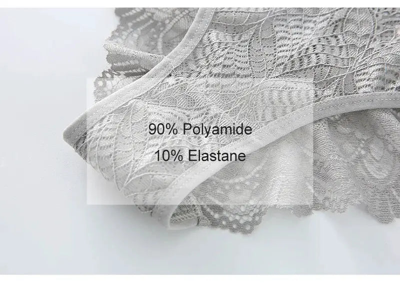 Simples Market lace panties in gray, mid waist seamless underwear, 90% polyamide 10% elastane