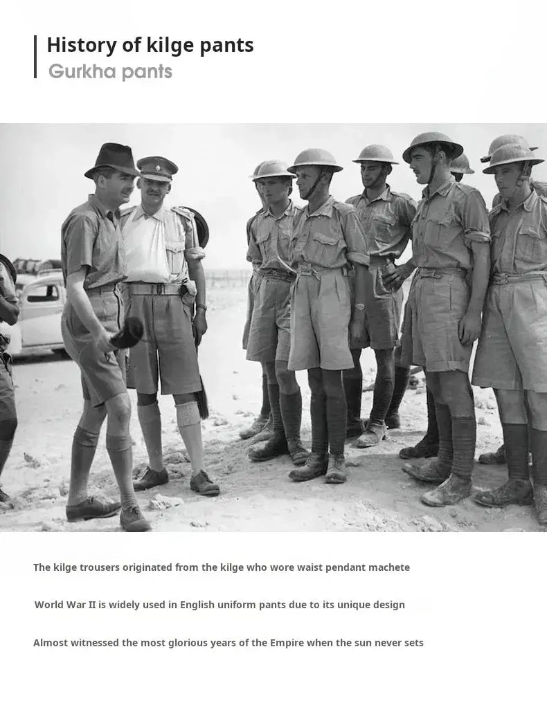 Maden Vintage Khaki Gurkha Pants Simples Market; group of men in khaki military uniforms.