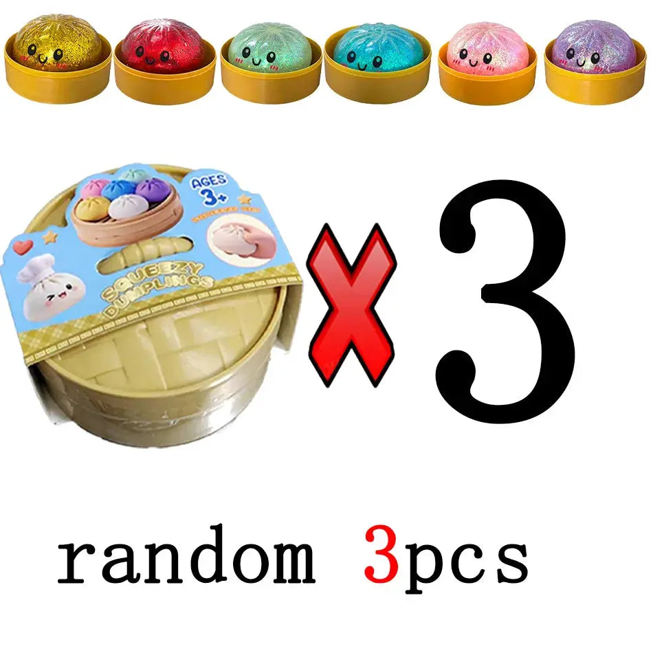 Dumpling Squishies Cute Colorful Bun Toy Slow Rising Stress Relief Fidget for Kids and Adults Anti Anxiety Gift