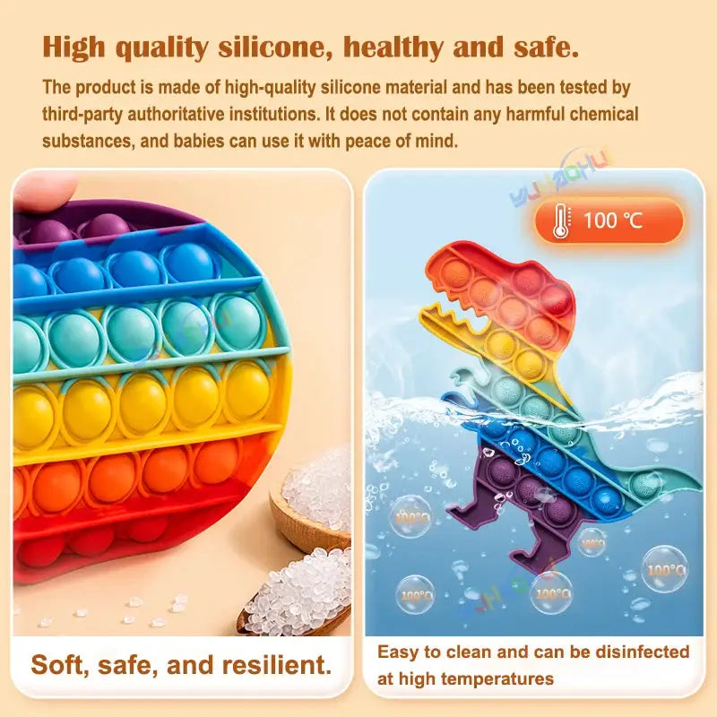 Rainbow Pop Push Bubble Fidget Interactive Toy For Anxiety Relief Sensory Therapy Adults Children Kids Special Needs