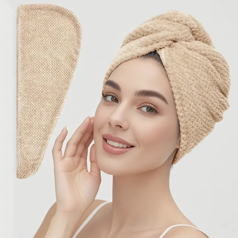 SilkNest Textured Dry Hair Cap Towel Wrap Absorbent Polyester And Polyamide Quick Dry For Secure Coverage