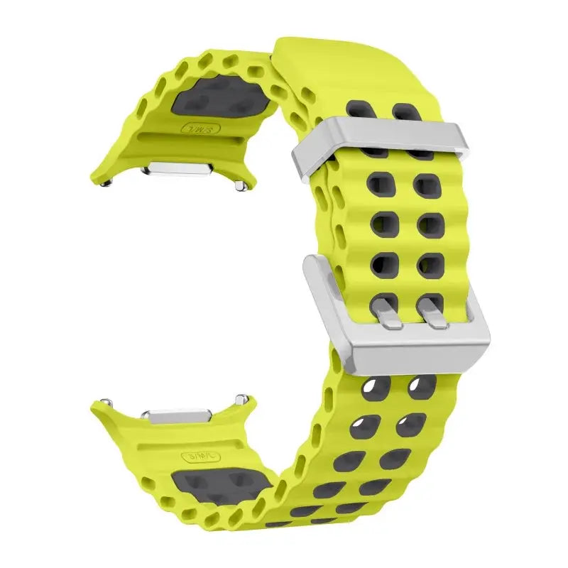Marine Band silicone watch strap for Samsung Galaxy Watch Ultra 47mm in neon lime with silver buckle