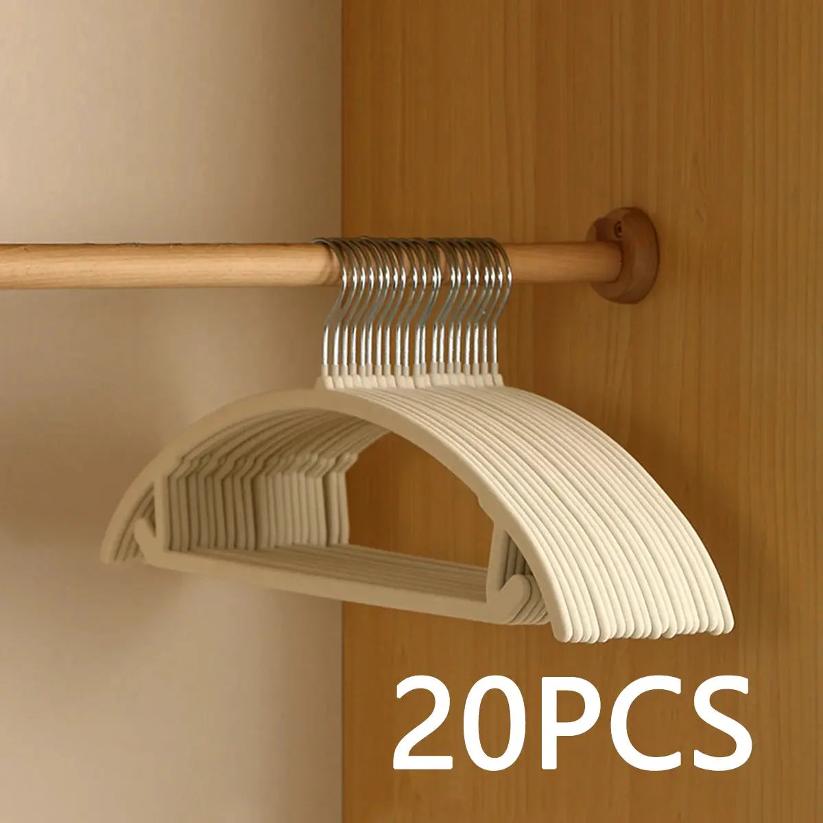 Plastic hangers by Simples Market, white with metal hooks, 20 pcs