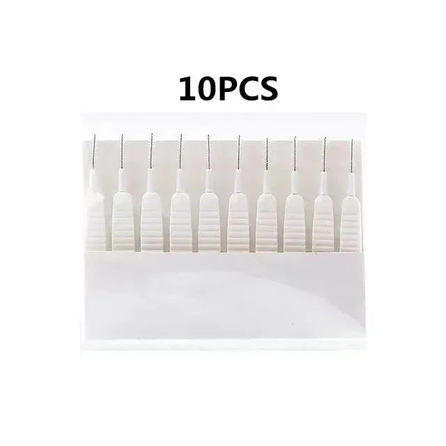 White 10-piece mobile phone cleaning brush set for speaker and charging ports, compatible with iPhone and Samsung/Xiaomi