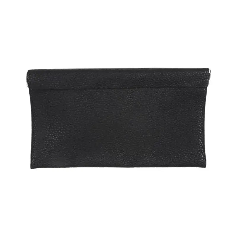 Simples Market black artificial leather long wallet pouch with self-closing top