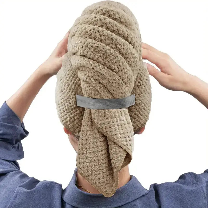 Extra Large Microfiber Hair Towel Wrap With Elastic Band Quick Dry Ultra Absorbent Soft Turban