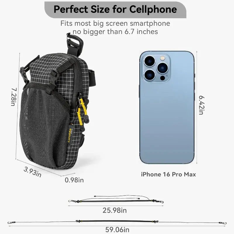 Waterproof Smartphone Pouch And Water Bottle Attachment For Backpack Shoulder Strap Hiking Camping Lightweight