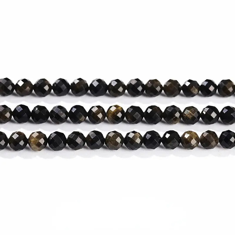 4mm 6mm 8mm 10mm Natural Stone Black Obsidian Beads Polished Round Loose Spacer Beads For Jewelry Making DIY Necklace