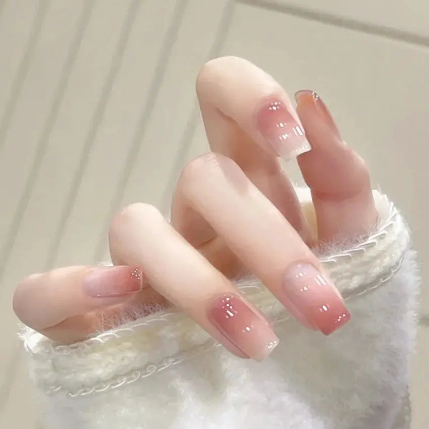 LuxeNail Blush Pink False Nails Bowknot Diamond Pearl Design Press On Nail Tips Harmless Smooth Edge Safe DIY Mani