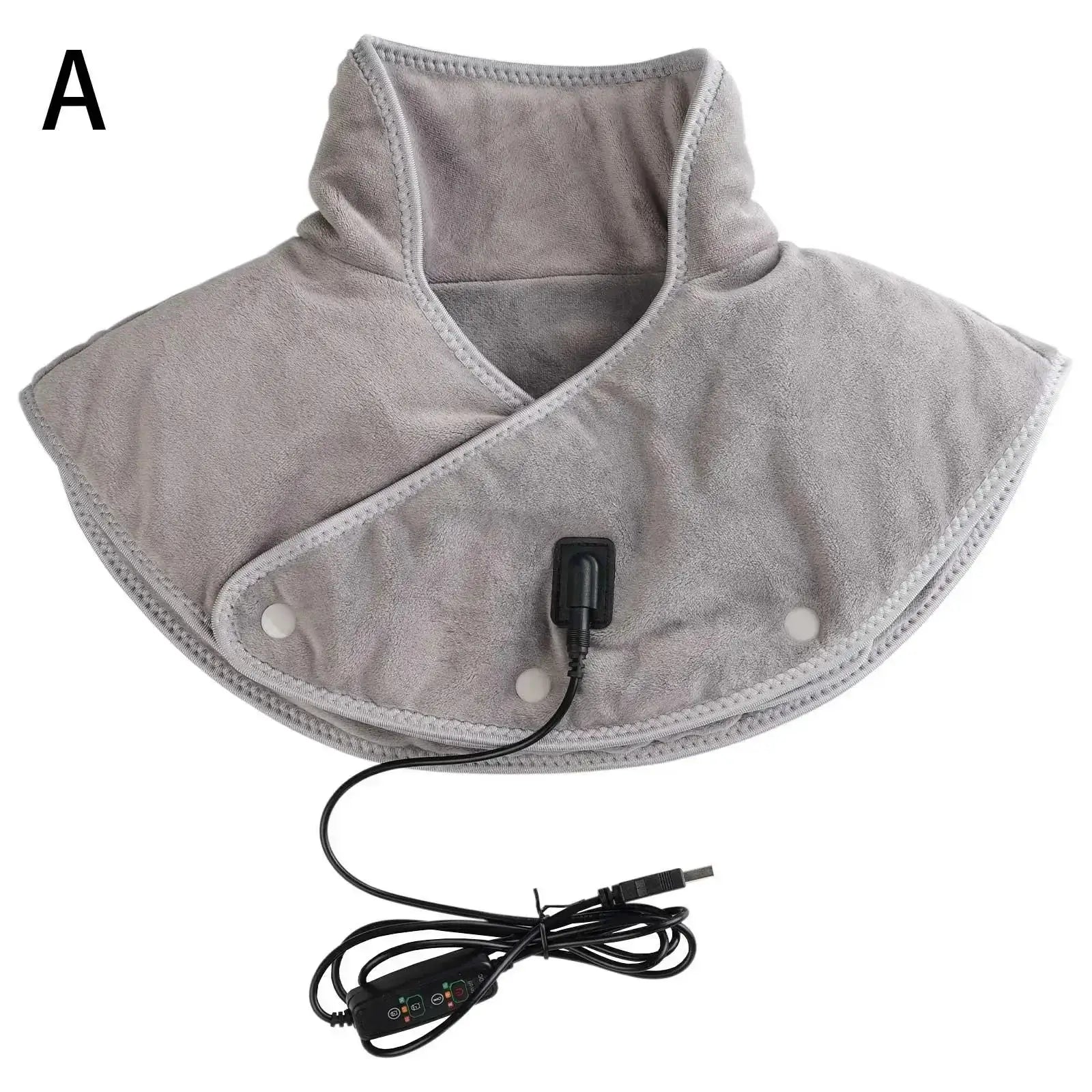 Simples Market electric heating neck and shoulder wrap in gray plush with wired controller