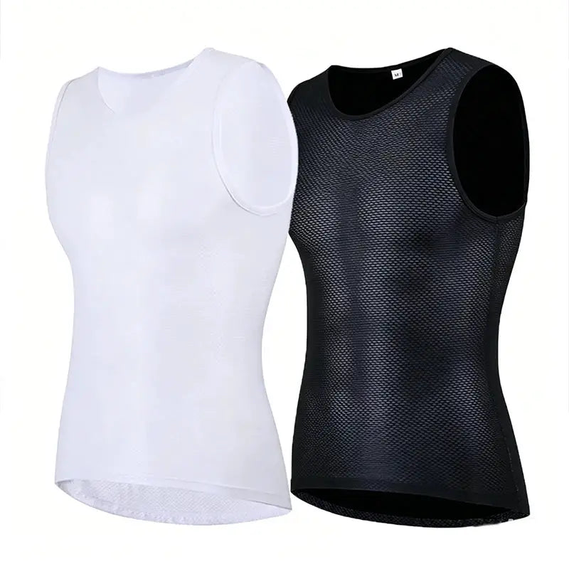 Men's sleeveless cycling vests, white and black mesh, 2-pack by Simples Market