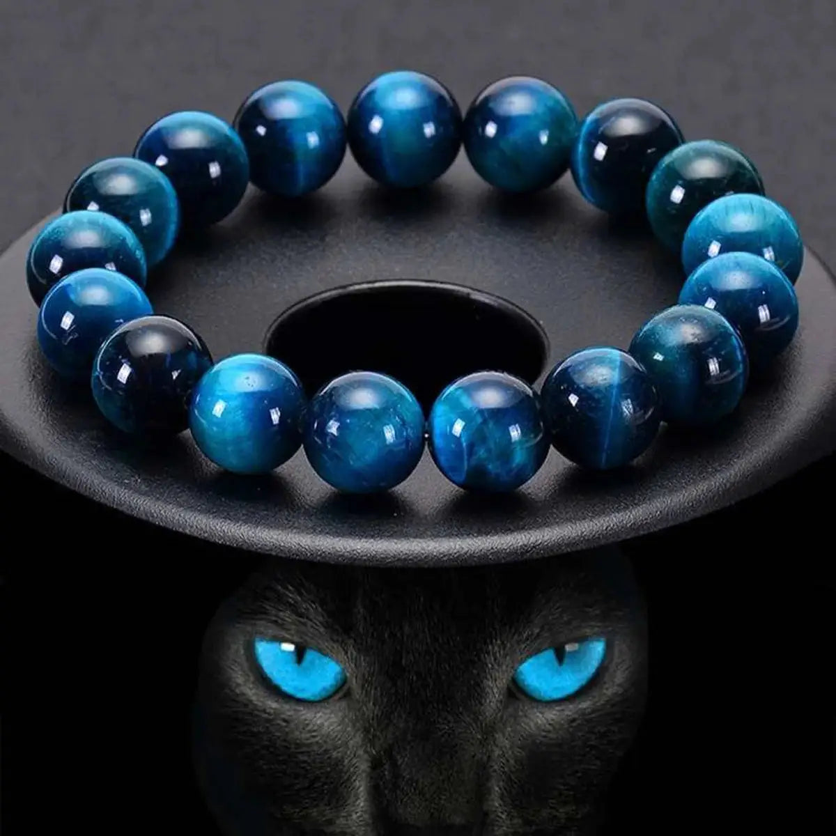 Blue Tiger Eye Stone Beaded Bracelet 6mm 8mm 10mm Minimalist Unisex Natural Stone Round Beads For Daily Wear