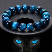 Blue Tiger Eye Stone Beaded Bracelet 6mm 8mm 10mm Minimalist Unisex Natural Stone Round Beads For Daily Wear