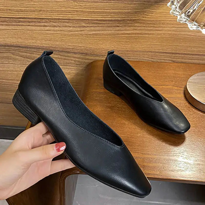 LuxeStep Women Green Mary Jane Flats Breathable Microfiber Upper Classic Square Toe Retro Style Low Heel Comfort