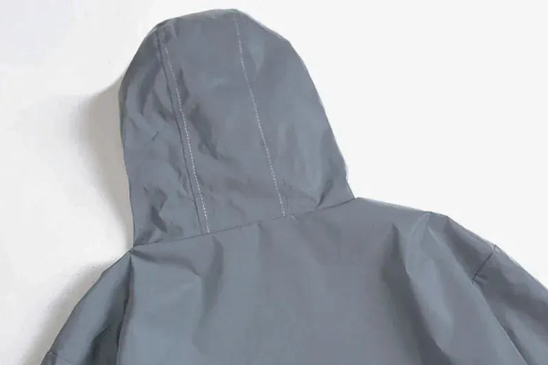 Reflective gray hooded jacket, polyester, for students