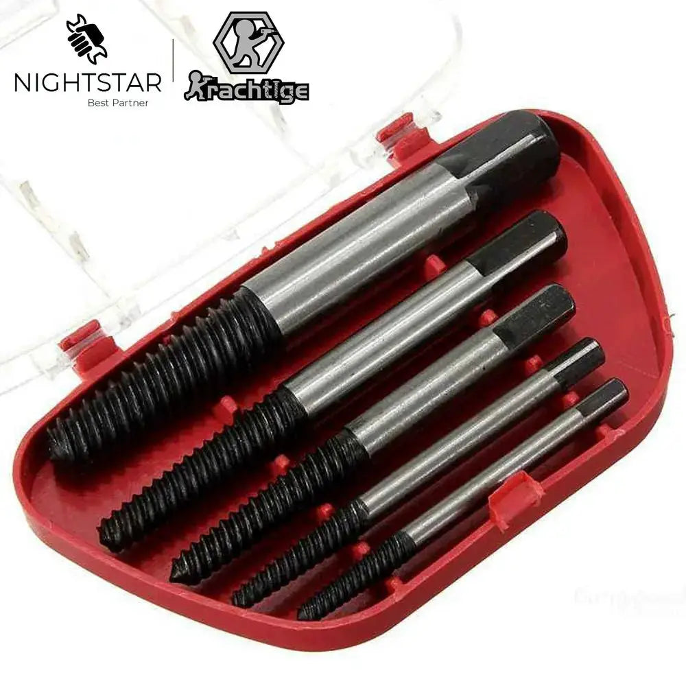 5 Piece Screw Extractor Center Drill Bit Guide Set For Removing Broken Damaged Bolts And Screws DIY Woodworking
