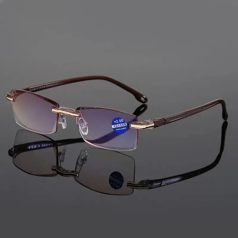 Lumiview Vintage Rimless Reading Glasses Anti Blue Light Presbyopia Eyewear With Diopters 1.0 To 4.0