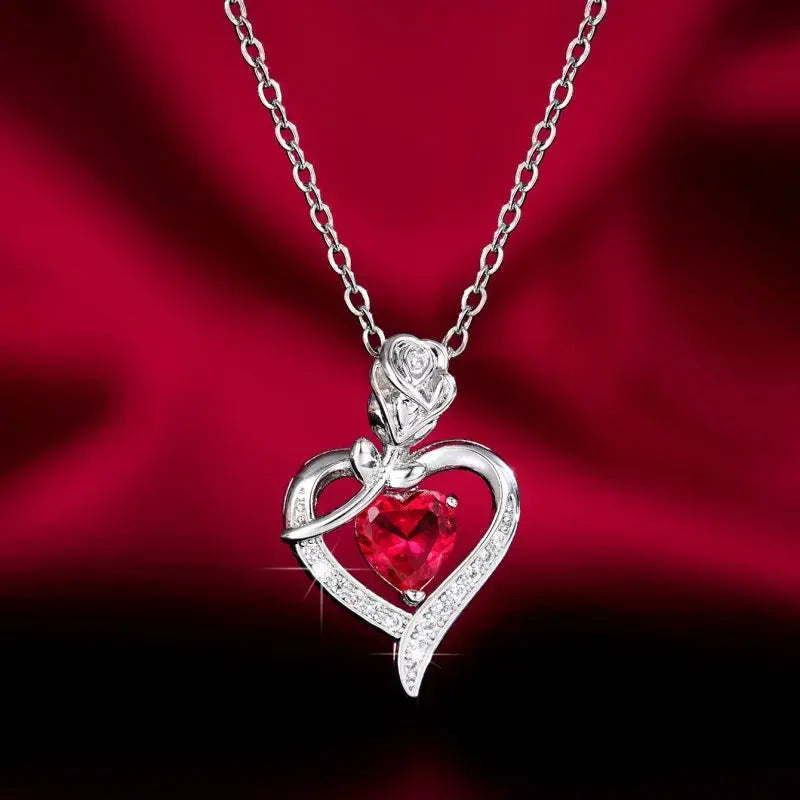 Heart Shaped Pendant Necklace Hollow Design Rhinestone Zinc Alloy for Women Gift for Best Friends Mothers Day Party Wear