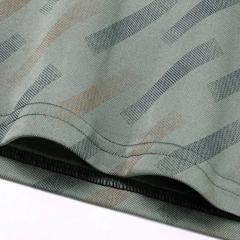 Men's polo shirt short sleeve with diagonal striped print in olive green