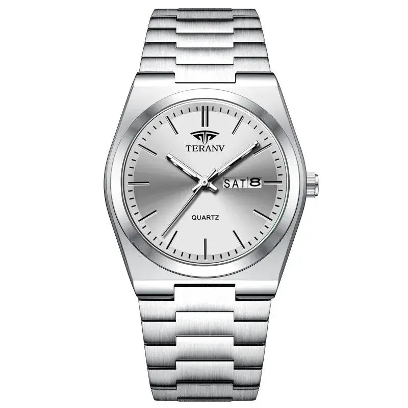 Mens Slim Stainless Steel Calendar Quartz Watch For Men Modern Fashion Timepiece Elegance