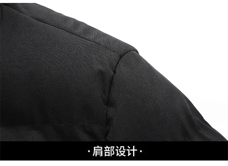 Simples Market men's black Parker down jacket, thick warm waterproof coat with shoulder design