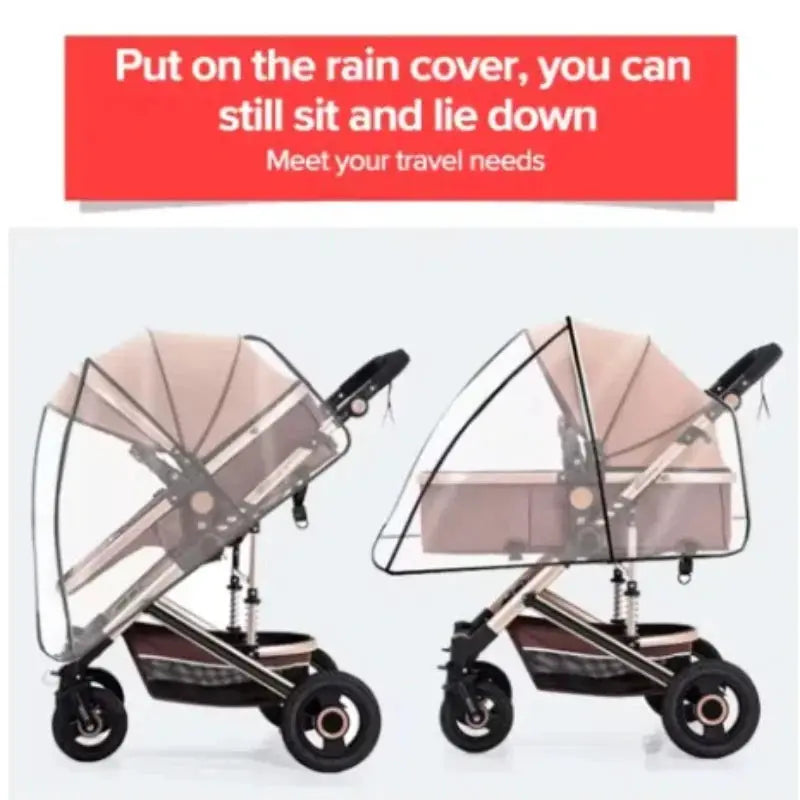 Universal Waterproof Rain Cover For Prams And Strollers Transparent Dust Cover With Zip For Rainy Season