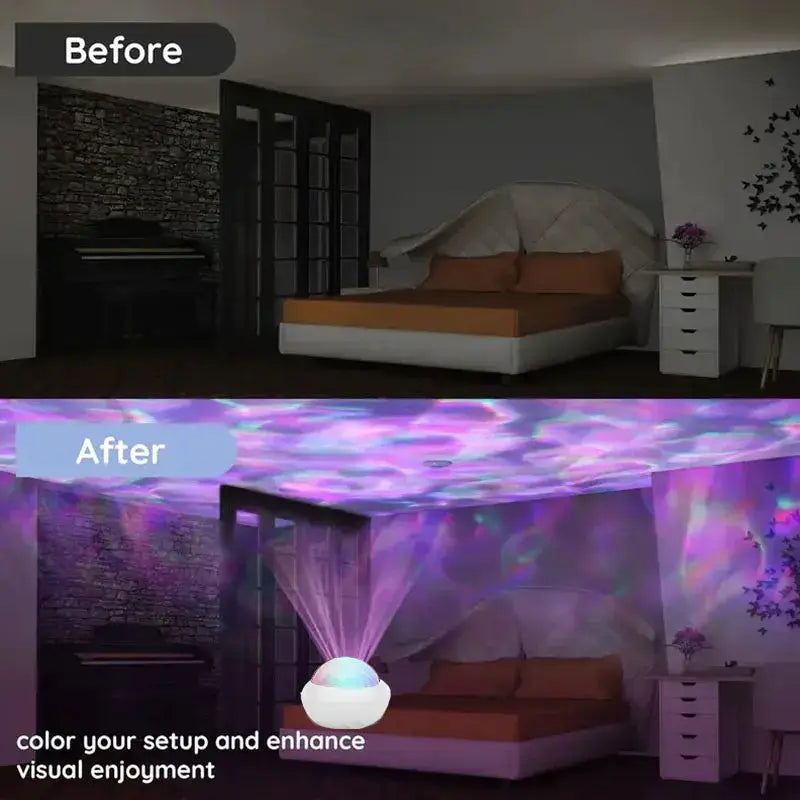 Simples Market Northern Light Projector RGB night light with remote, 360° rotation projecting aurora on ceiling