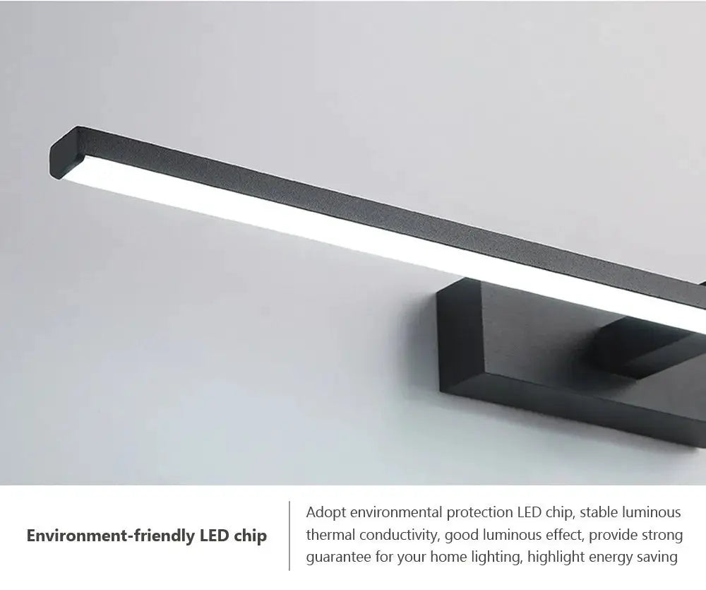 Simples Market LED flat wall lamp for bathroom, black metallic finish with waterproof design
