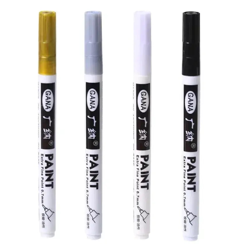Simples Market 4-piece oil-based paint marker set, extra-fine 0.7mm, waterproof permanent pens with assorted cap colors