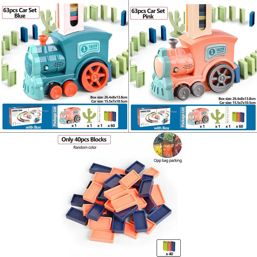 Automatic Domino Train Set for Kids Electric Laying Train Colorful Dominoes Kit Educational Toy Gift
