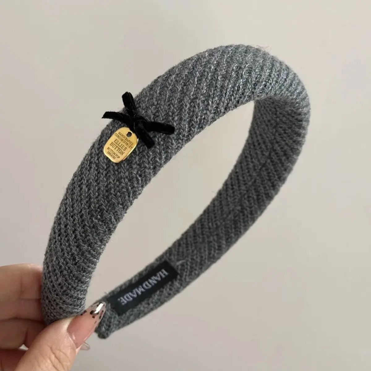Gentle Brown Fabric Headband With Bow Featuring High Cranial Top And Cashmere Comfort For Daily Wear