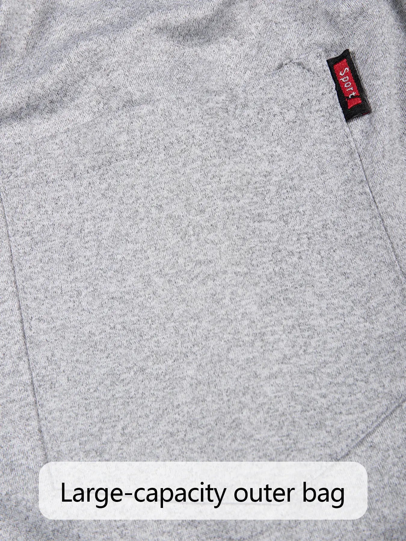 Men's gray cotton shorts with pocket detail and red Sport label on the seam