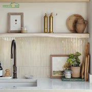 Wood grain peel-and-stick backsplash tiles, 22.86 cm × 29.97 cm, easy-apply adhesive, ShinyHome
