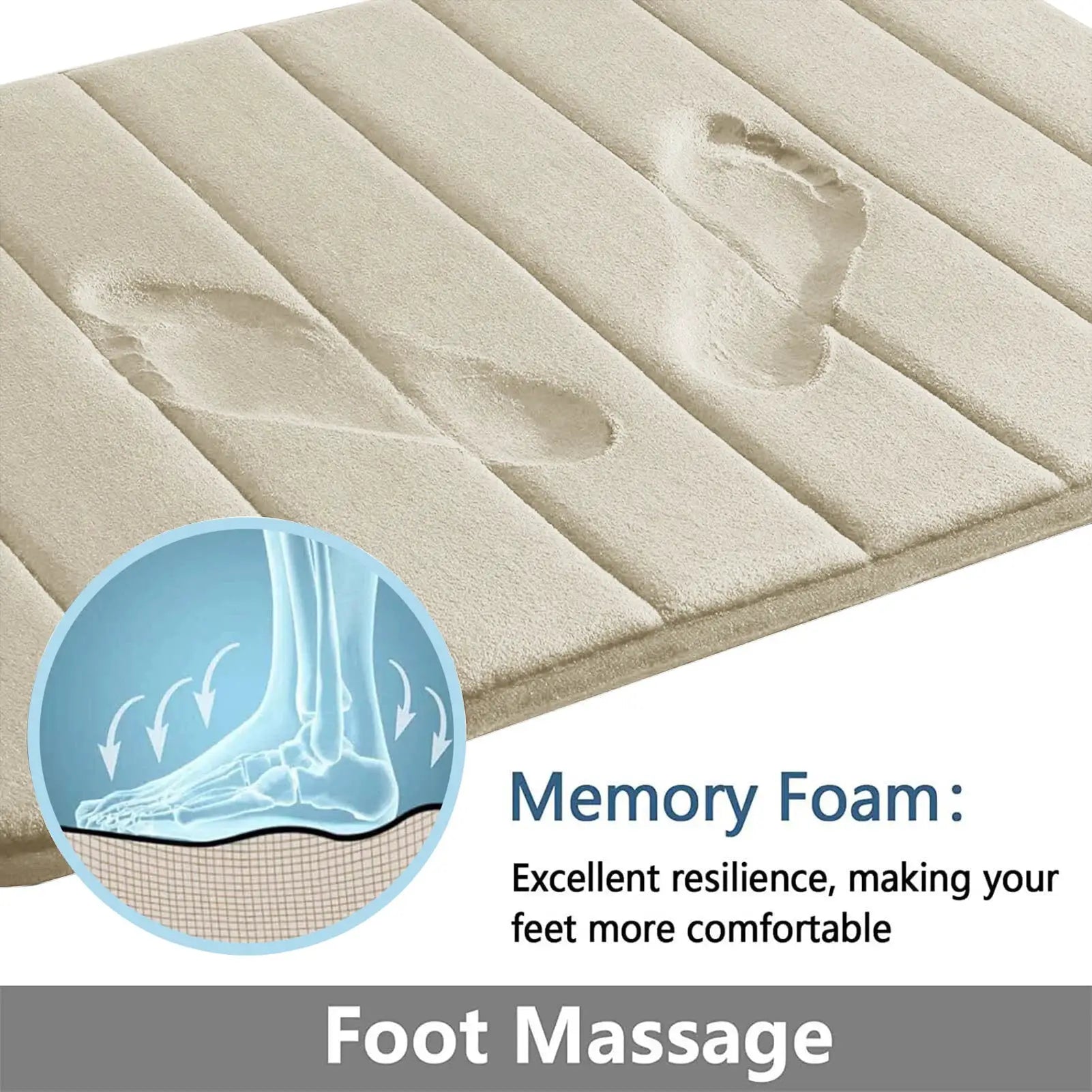 CloudLux Memory Foam Bath Mat Ultra Absorbent Three Layer Microfiber With Non Slip Backing Quick Drying