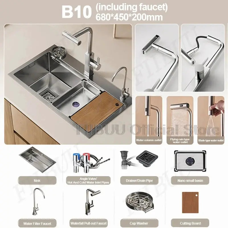 Kitchen sink by Simples Market, 304 stainless steel large single bowl undercounter/topmount faucet and accessories
