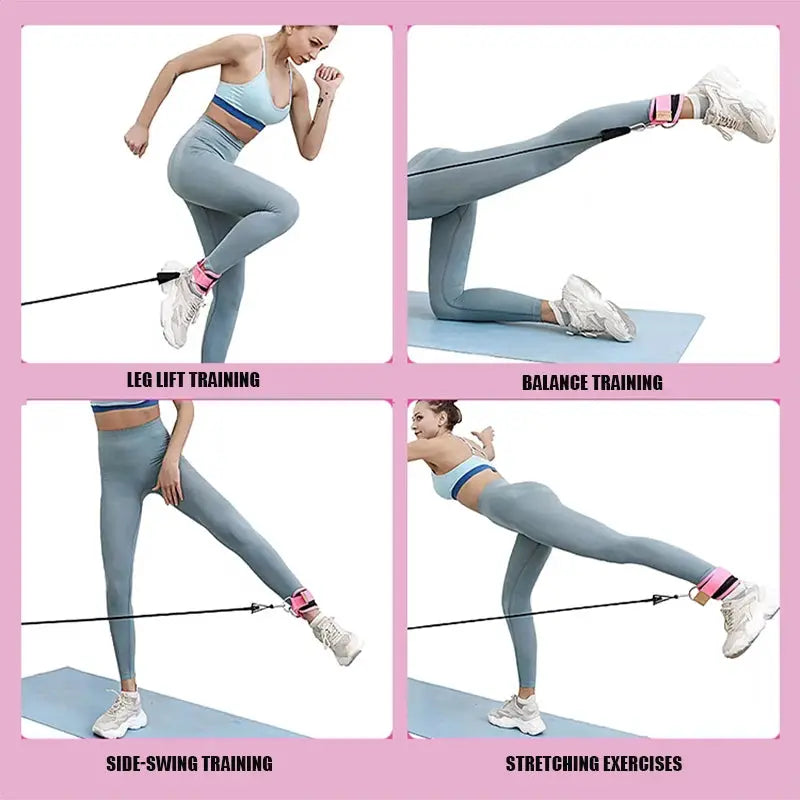 FlexFit Ankle Strap Resistance Bands Set For Hip Strength And Glute Toning At Gym And Home Workouts